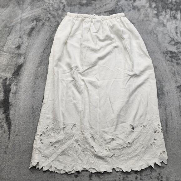 Universal Thread Skirt Women XS White Linen Blend Maxi Embroidered Cutout Casual - Picture 2 of 7